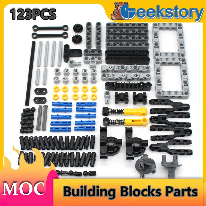 

123PCS/Set Suspension Perforated Technology Blocks Parts With Beam Pin Arm Hole Mixing Assembly MOC Bricks DIY Toys Accessories
