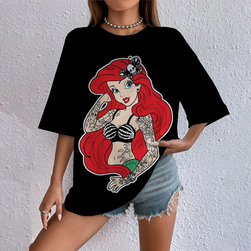 فاسق الأميرة المحملة الصيف الشرير الأميرة Harajuku الرياح قاع الكرتون خطابات بلايز موضة عادية المرأة Y2K تي شيرت