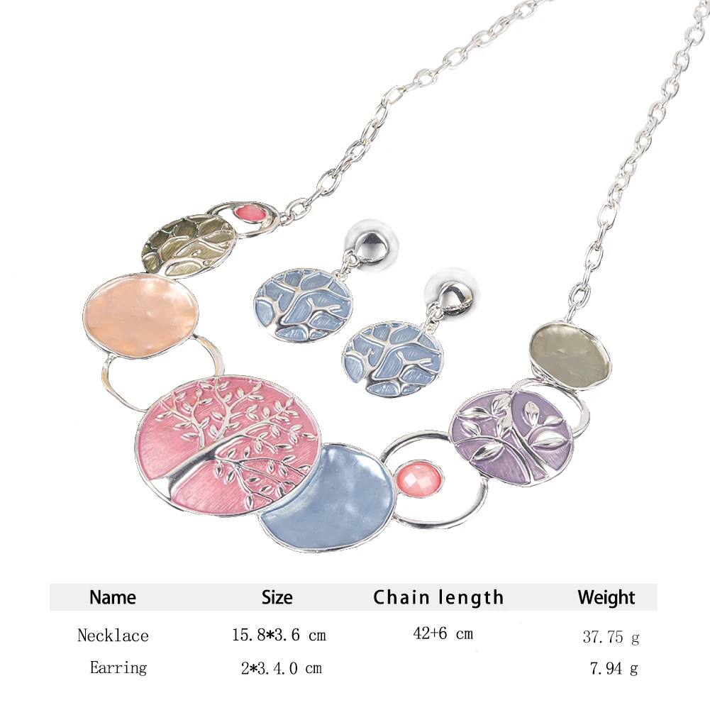 MeiceM Tree of Life Necklaces Ornaments Jewelry Fashion New Designer Blue Enamel Chain Choker Necklace for Women Girlfriend 2022
