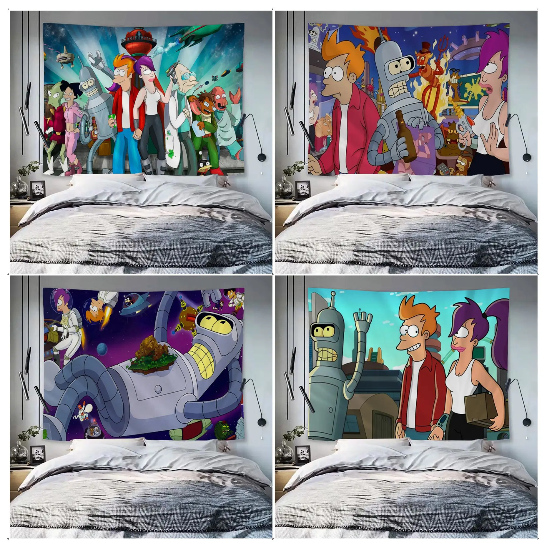 Cartoon F-Futurama Tapestry Colorful Tapestry Wall Hanging Bohemian Wall Tapestries Mandala Wall Hanging Sheets