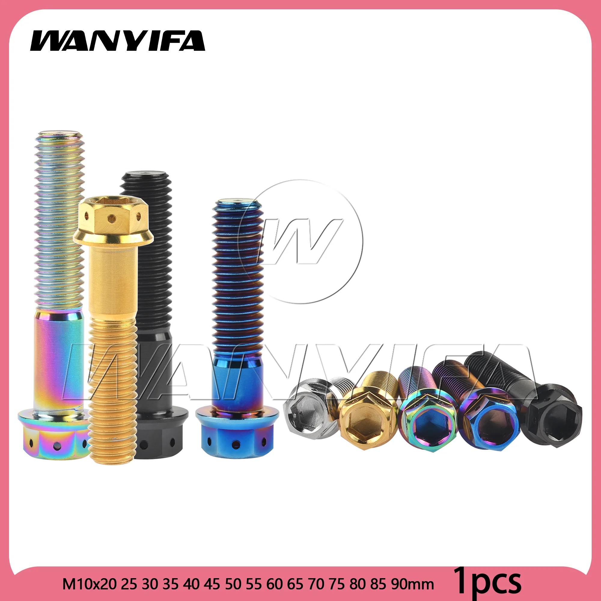 Wanyifa  Titanium Bolt  M10x20/25/30/35/40/45/50/55/60/65/70/75/80/85/90mm Flange with Drilled Holes Hex Head Screws