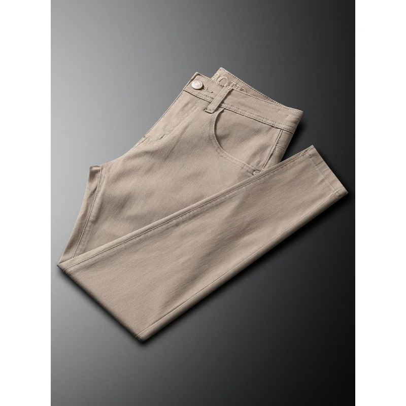 

Новинка осени 2025 года, мужские джинсы цвета хаки, повседневные универсальные высококачественные минималистичные эластичные деловые брюки