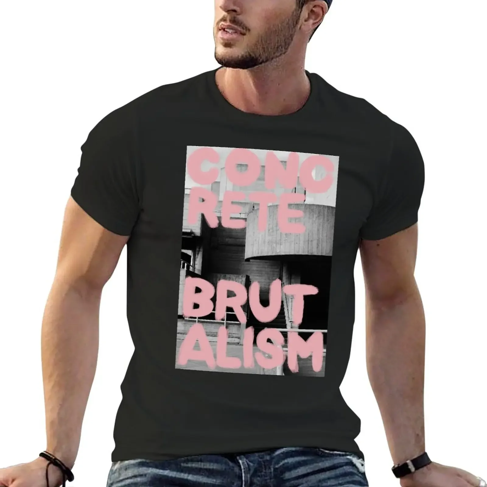 New Concrete Brutalism Pink T-Shirt funny t shirt plain t-shirt aesthetic clothes Short sleeve men graphic t shirts