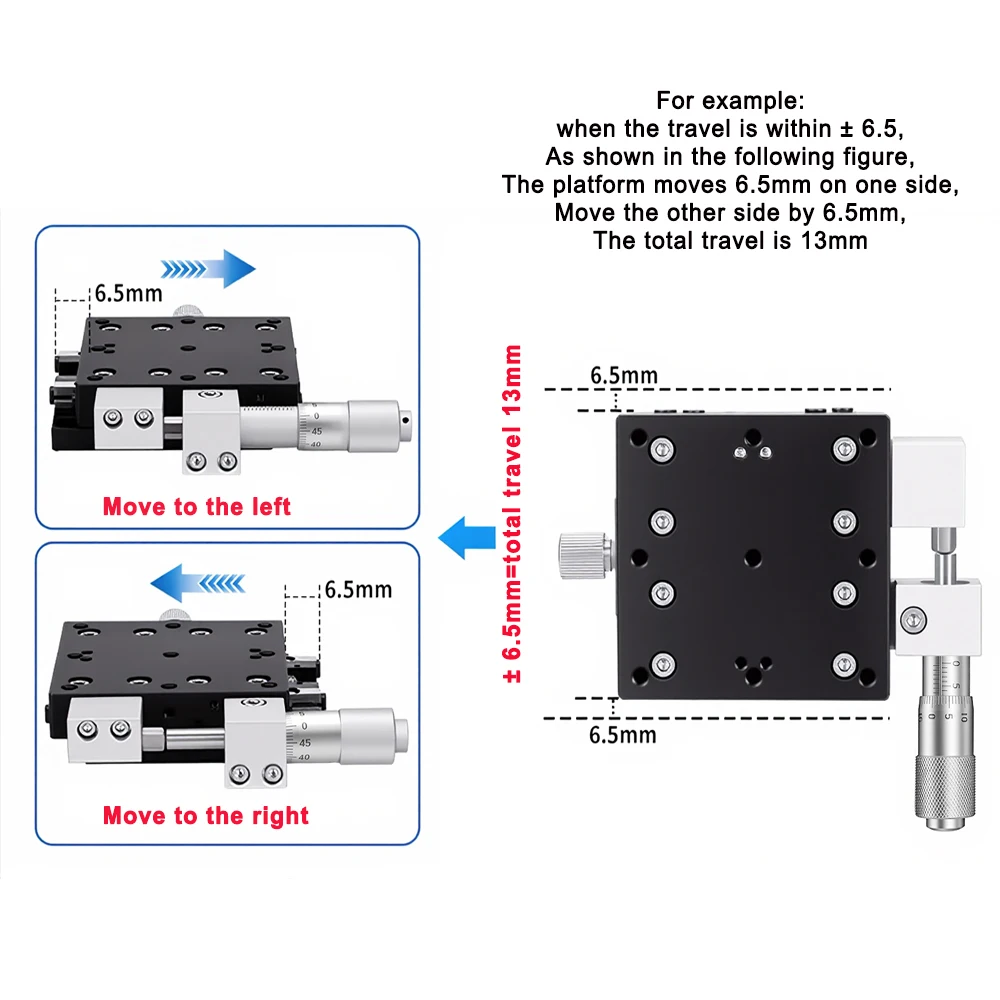X Axis 40/60mm Mini Manual Optical Displacement Platform Micrometer Linear Guides High Precision Adjustable Sliding Stage LGX40
