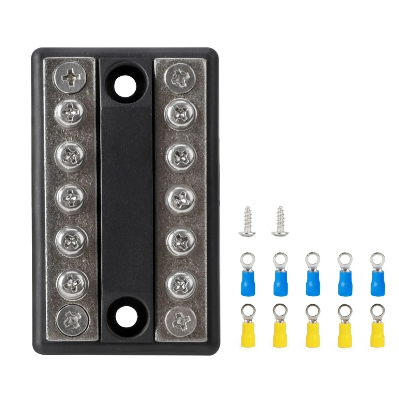 Terminals Block 10 Position Double Row Bus Bar Wire Terminals 100A 48V, Screw Terminals Block Bus Bar for Car Boats