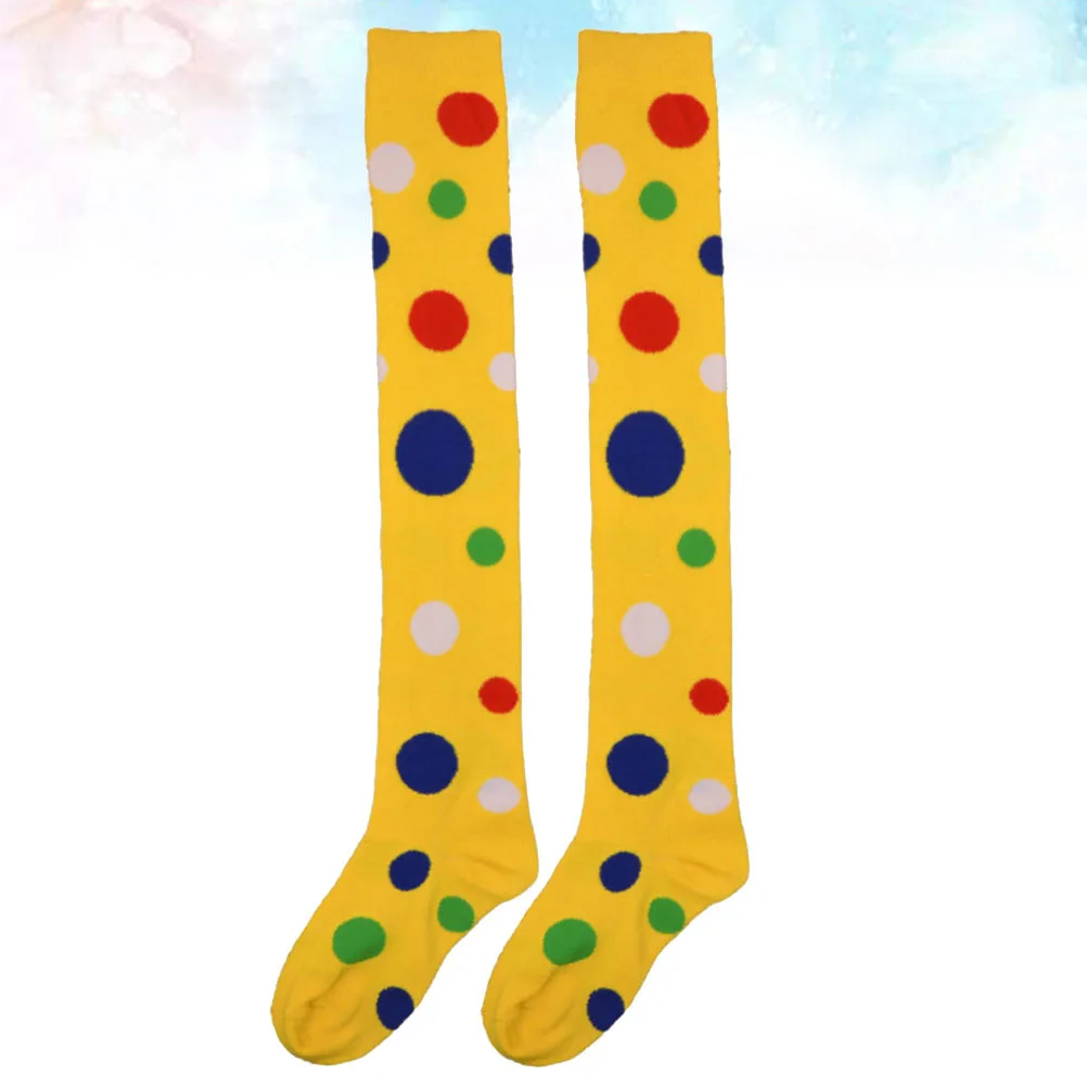 

1Pair Clown Cosplay Stockings Green Dot Pattern Soft Breathable Over The Knee Socks Party Dress Performance Dance Socks Elastic