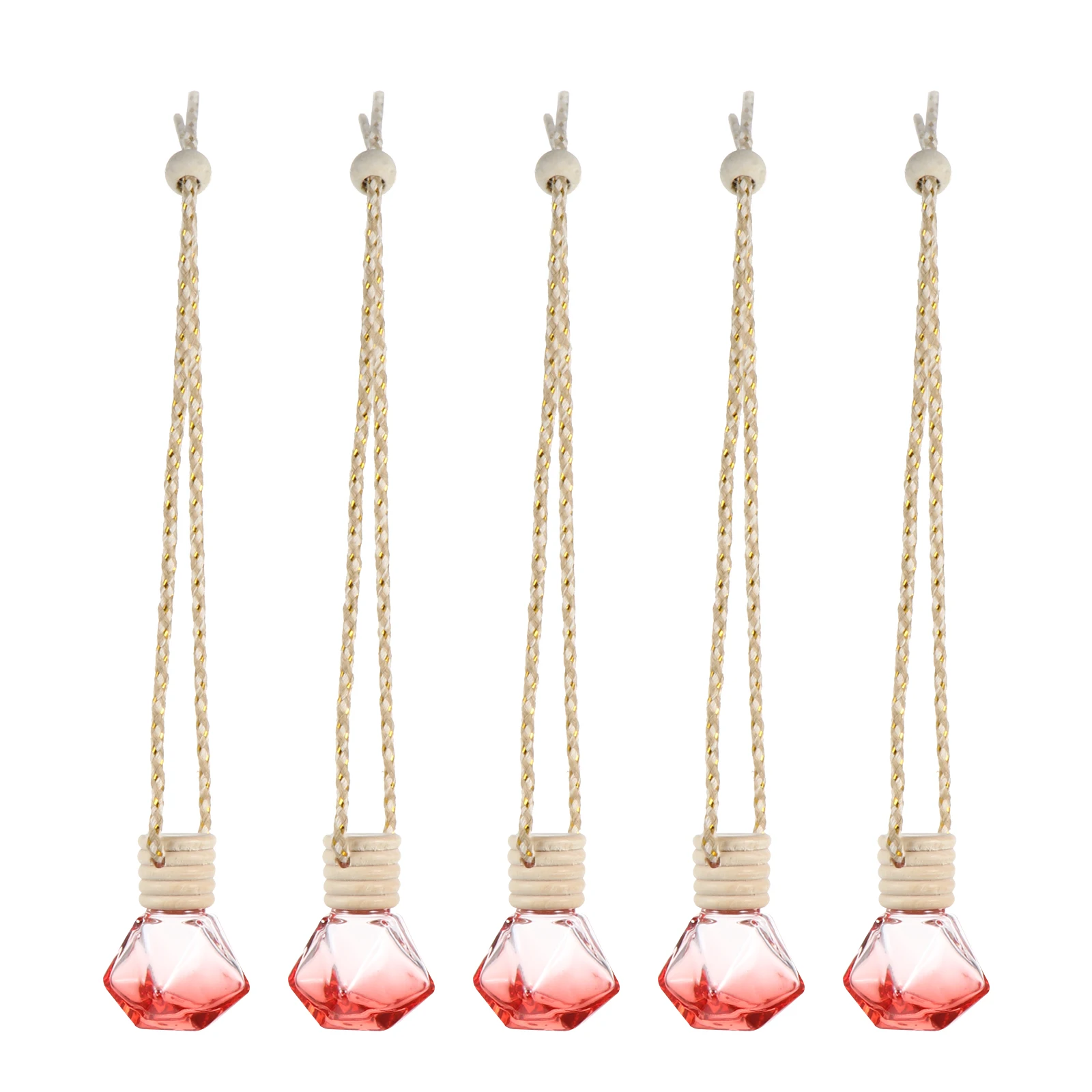 

5pcs 8Ml Hanging Perfume Bottle Diffuser Aromatherapy Essential Oil Pendant Fresh Air Stress Relief Home Office Car Use Hanging