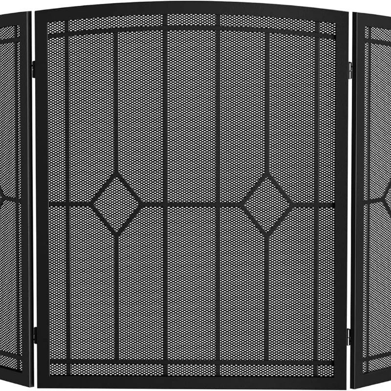 Partition modern wrought iron floor-to-ceiling fireplace screen simple living room heater with mesh fence