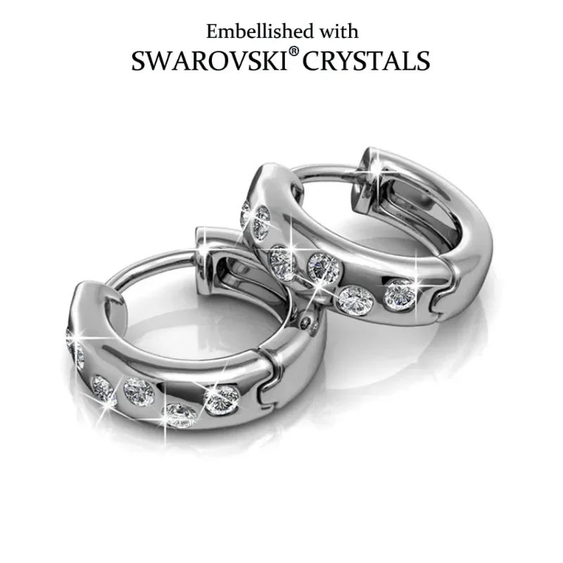 

Минималистичные серьги-кольца из розового золота с кристаллами, украшенные кристаллами Сваровски, медные модные украшения, универсальная одежда