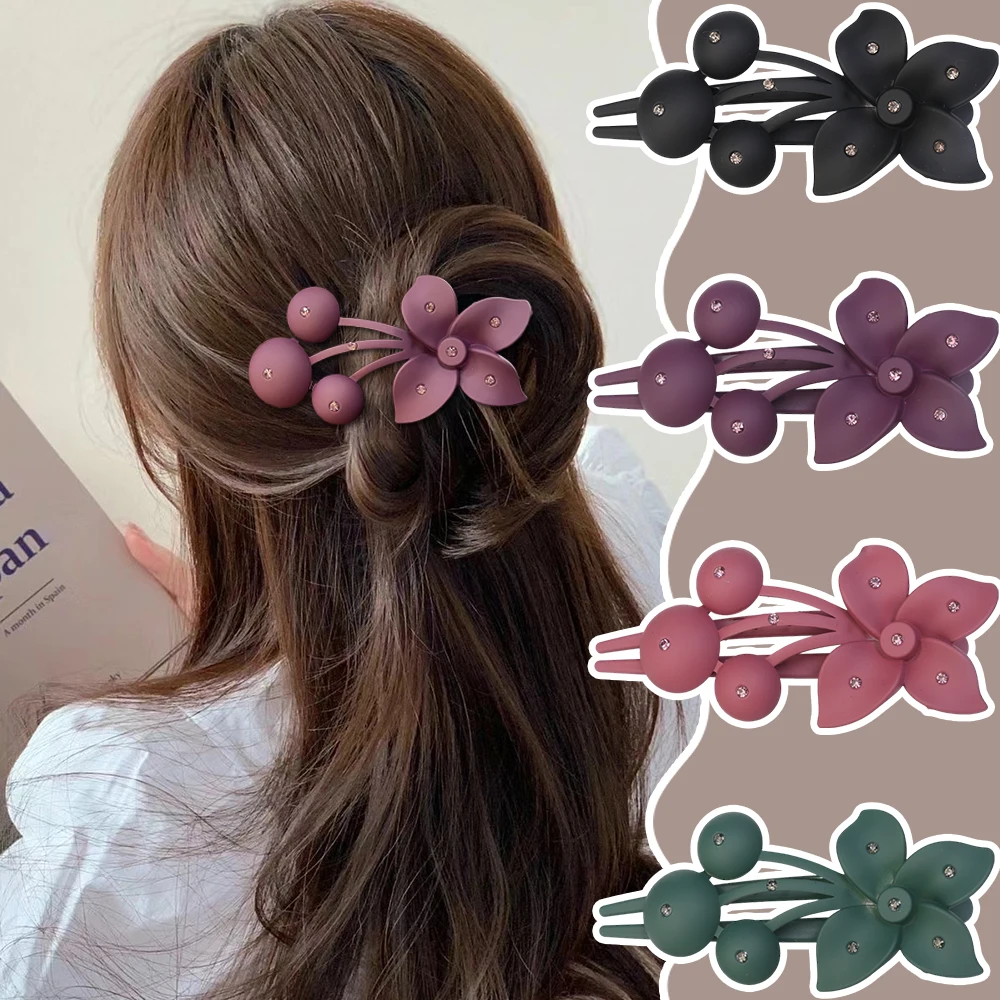 4/1pcs Frosted Flower Big Hair Clip Girls Hairpins Women Headwear Ponytail Acrylic Duckbill Clips Large Size Hair Claws Barrette