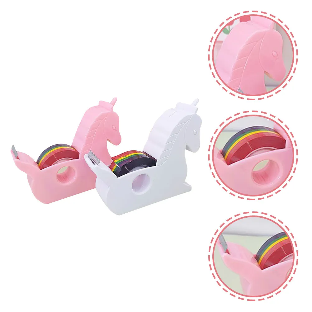 

2Pcs Tape Dispenser Cartoon Shape Small Adorable Tape Cutter for Office School Desk Portable Holder Kawaii School Supplies