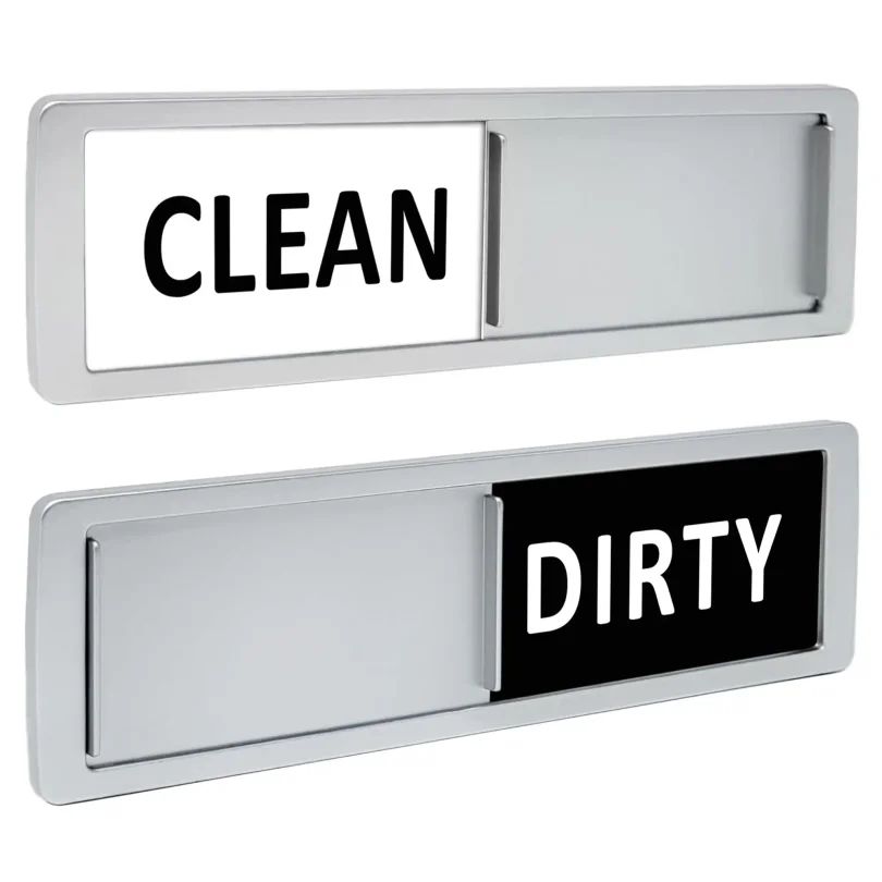 Clean and Dirty Dishwasher Magnet Sign Optional Adhesive Magnetic Kitchen Decor Easy Read Shutter Slide Magnets for Dish Washer