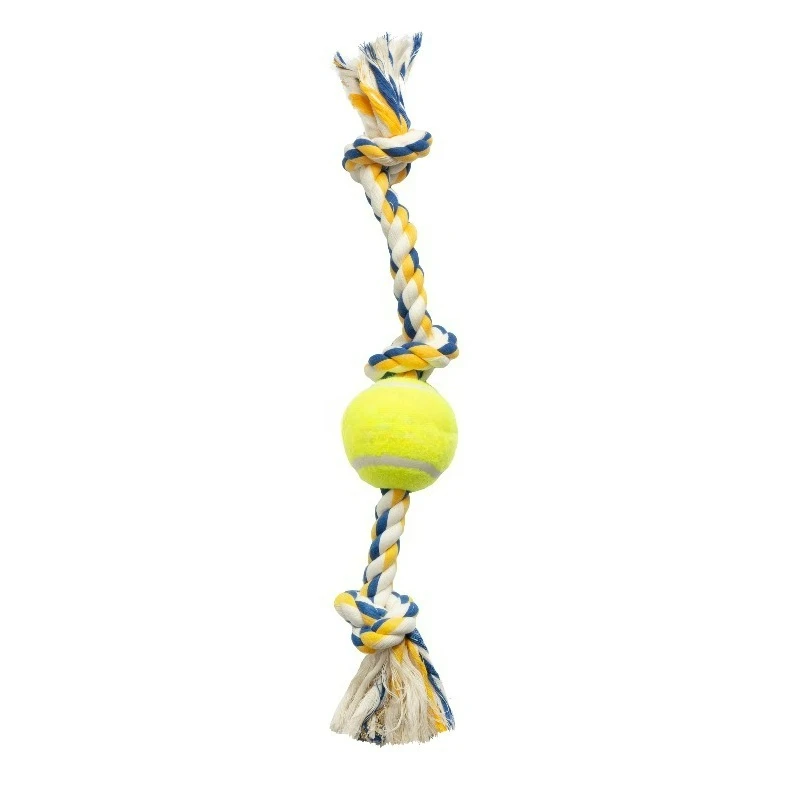 Medium 3-Knot Rope Tug Dog Toy with Tennis Ball, 20 in