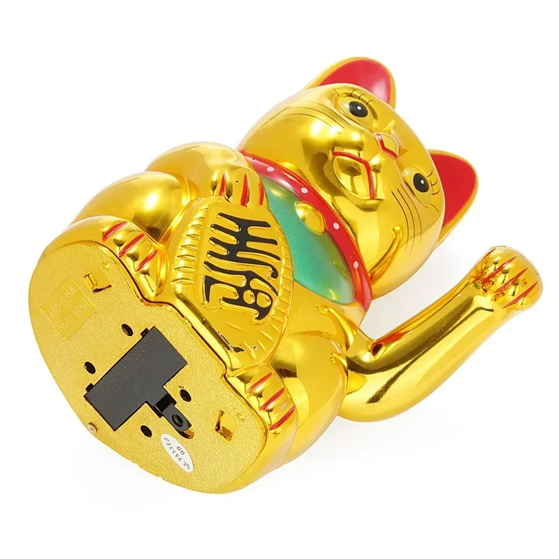 الكلاسيكية الصينية محظوظ الثروة الكهربائية غمزة القط الذهب يلوحون القط بيكونينغ Maneki مدعومة بواسطة بطارية AA فنغ شوي الحرف