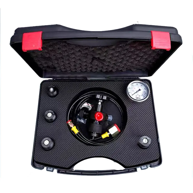 Automotive Hydraulic Pressure Gauge Test Kit 0‑400Bar 6000PSI, Nitrogen Charging Valve & 5‑Piece Adapters