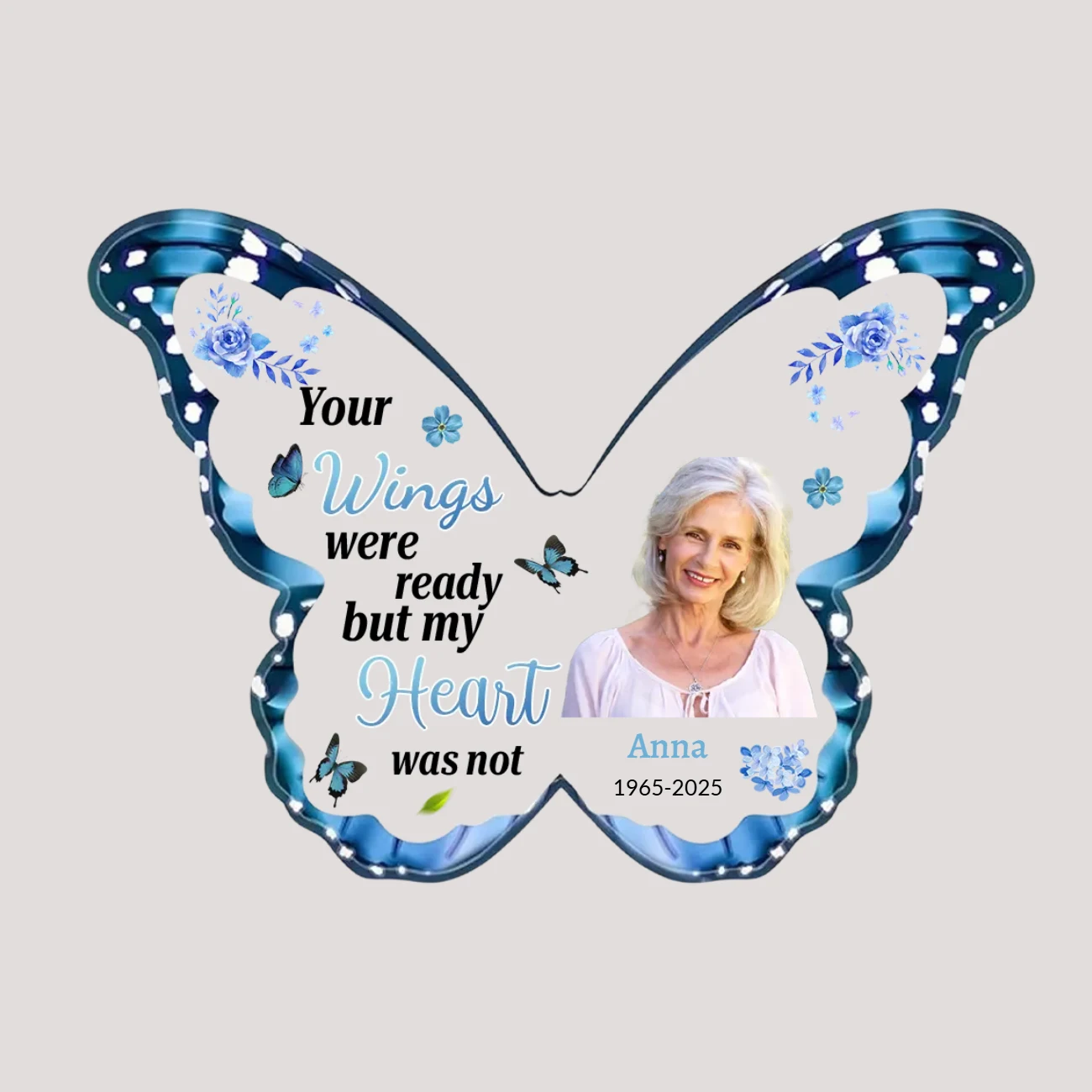 Custom Butterfly Shaped Memorial Acrylic Plaque, Personalized Photo Name Date Bereavement Sign, Sympathy Remembrance Gift Tablet view 6