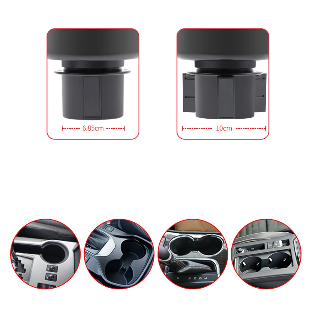 Dual Adapter Car Cup Holder Expander with Adjustable Base Compatible with Large Cups for Enhanced Drink Stability in Vehicles