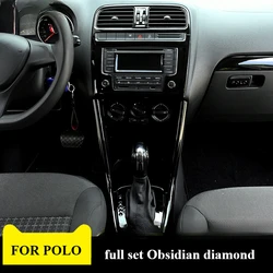 Fit For 11-18 Volkswagen Polo modified center control shift panel bright black glitter Polo interior modified patch