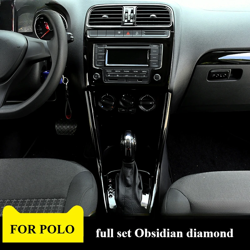 FOR 11-18 Volkswagen Polo modified center control shift panel bright black glitter Polo interior modified patch