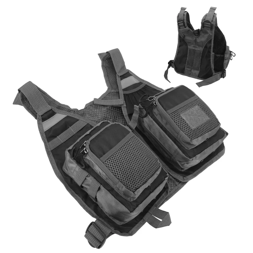 Lightweight Fly Fishing Vest Multiple Pockets Breathable Fishing Vest Black Adjustable Shoulder Strap Fishing Waistcoat view 5