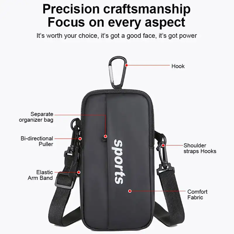 Dual-Layer Water-Resistant Arm and Wrist Bag Running Mobile Phone Arm Bag Outdoor Universal Sports Mobile Phone Arm Sleeve Bag