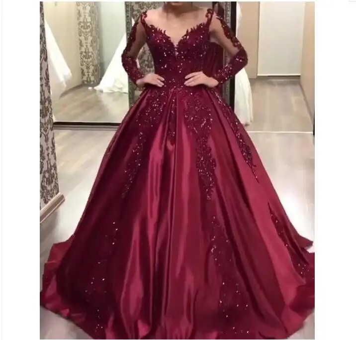 

Elegant Women Evening Party Dresses Lace Long Sleeve Luxury Design Sequins Formal Floor Length Dress 2022 Spring New new Size