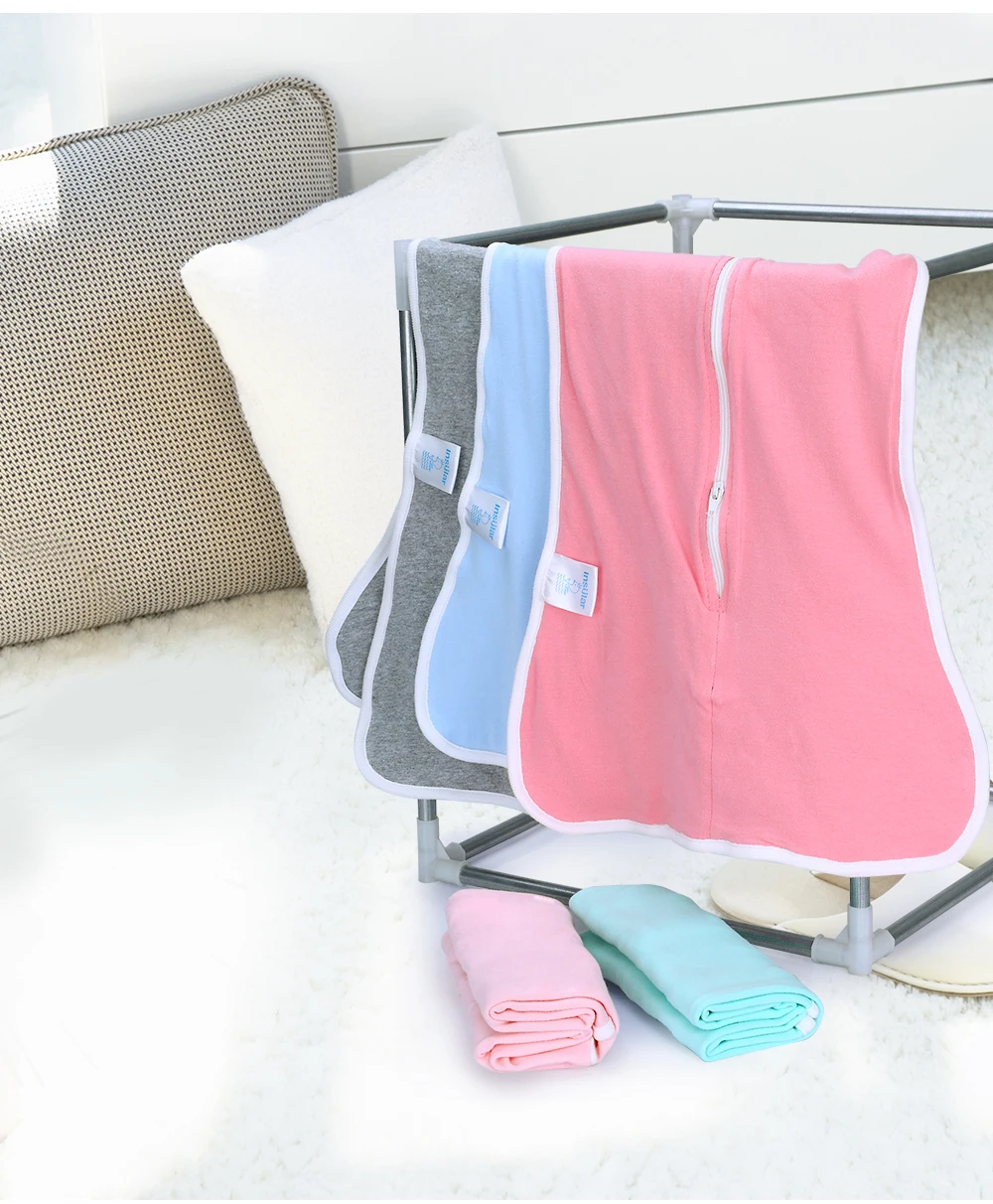 INSULAR ผ้าฝ้าย 100% ทารกแรกเกิดถุงนอนเด็ก 4 Seasons เด็กซิป Swaddle กระเป๋า Baby Wrap Sleepsacks เครื่องนอน Swaddling