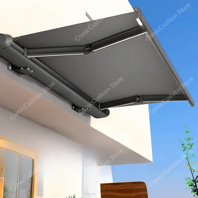 Remote Control Full-Box Retractable Awning Outdoor Rainproof Balcony Door Roof Household