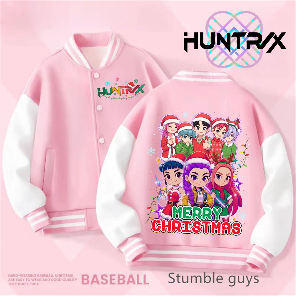 K-Pop Demon Hunter Kinder-Baseballuniform, Sporthemd für Jungen, Cartoon-Druck, lässiger Top-Mantel für Mädchen, Frühlings-/Sommerjacke