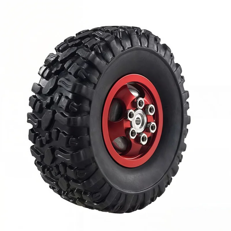 1SET Metal Beadlock Wheel Hub Wheel Rim And Rubber Tire For WPL1/12 MN82 LC79 MN78 RC Car Upgrade Parts Control Car Accessories 6