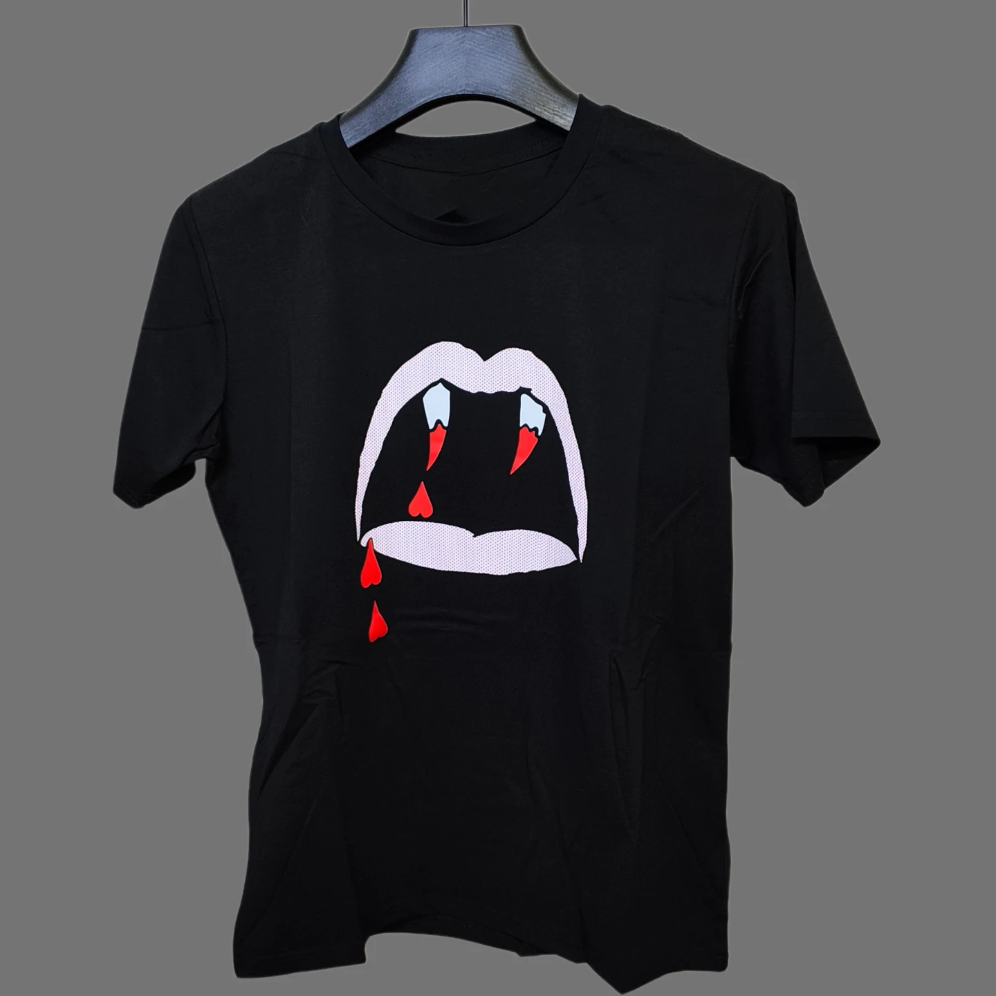 Aesthetic Vampire Lips Gothic Harajuku Graphic Tee Cotton Mens Womens T-Shirt Summer Streetwear