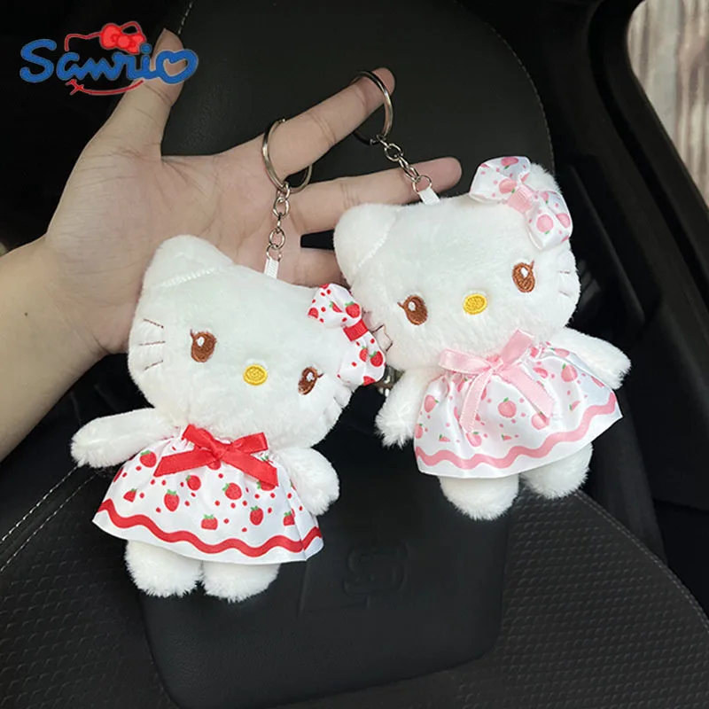 Kawaii Sanurgente Hello Kitty Stuffed Toys, Butter Keychain, Anime Floral Skirt, Sacs en peluche pour enfants, Porte-clés, Cadeaux de Noël pour enfants