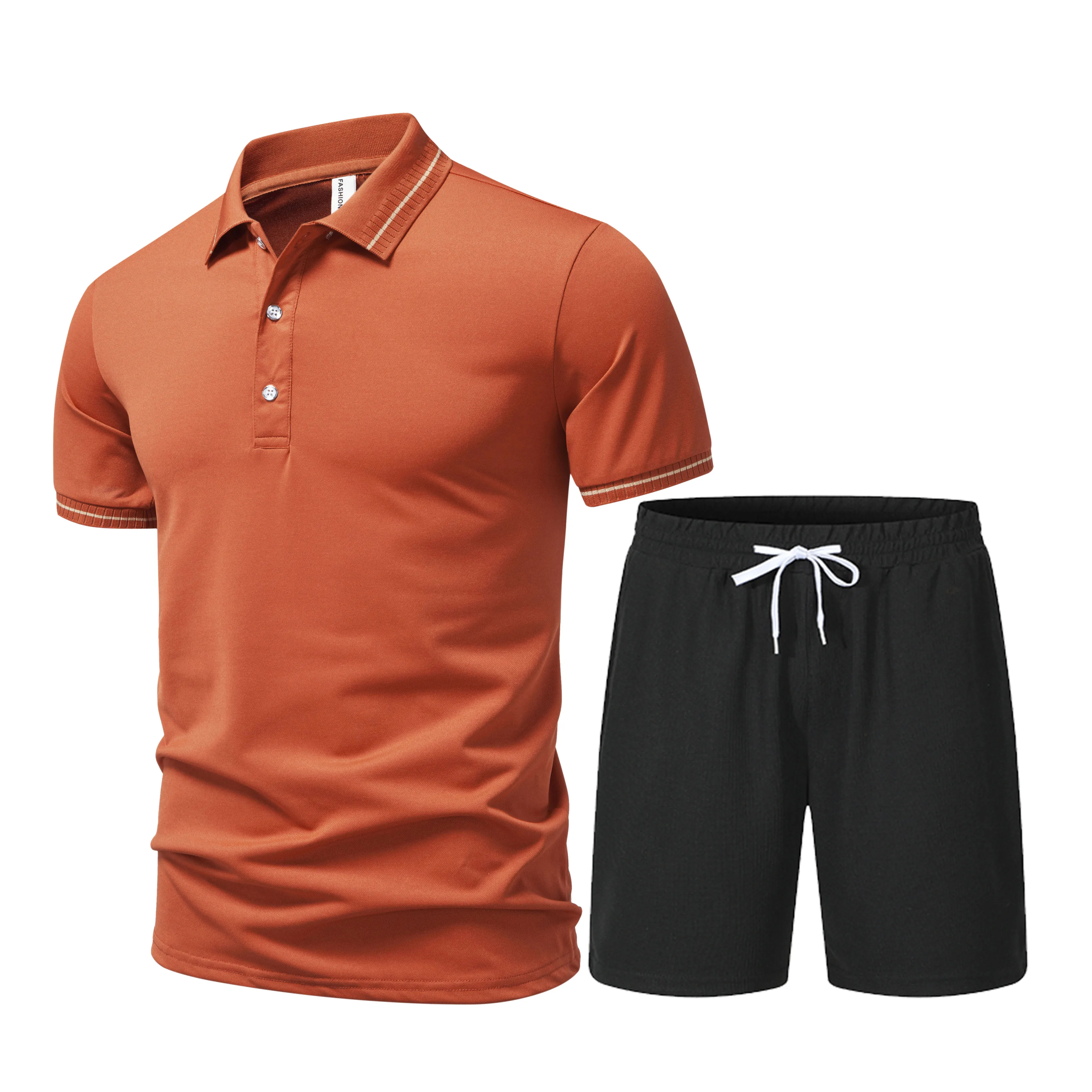 

Мужской комфортный комплект из поло с коротким рукавом и шорт из вафельной ткани — дышащая легкая одежда для весны/лета
