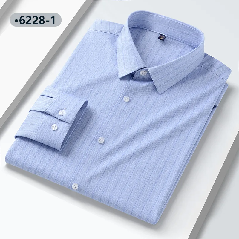 

Easy Care High Stretch Work White Shirt Men Long Sleeve Slim Fit Casual Anti-Wrinkle Camisa Social Formal Office Business S-5XL