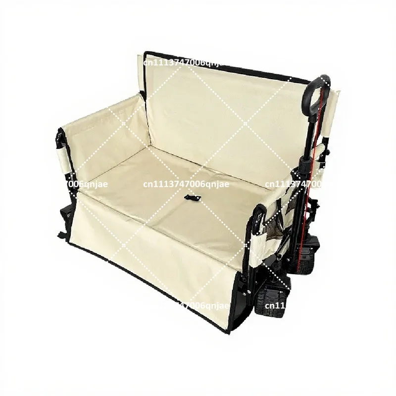 Foldable Camping Cart with Multifunctional Sofa Seat for Kids, Reclining Outdoor Wagon Trolley for Beach, Park, Travel
