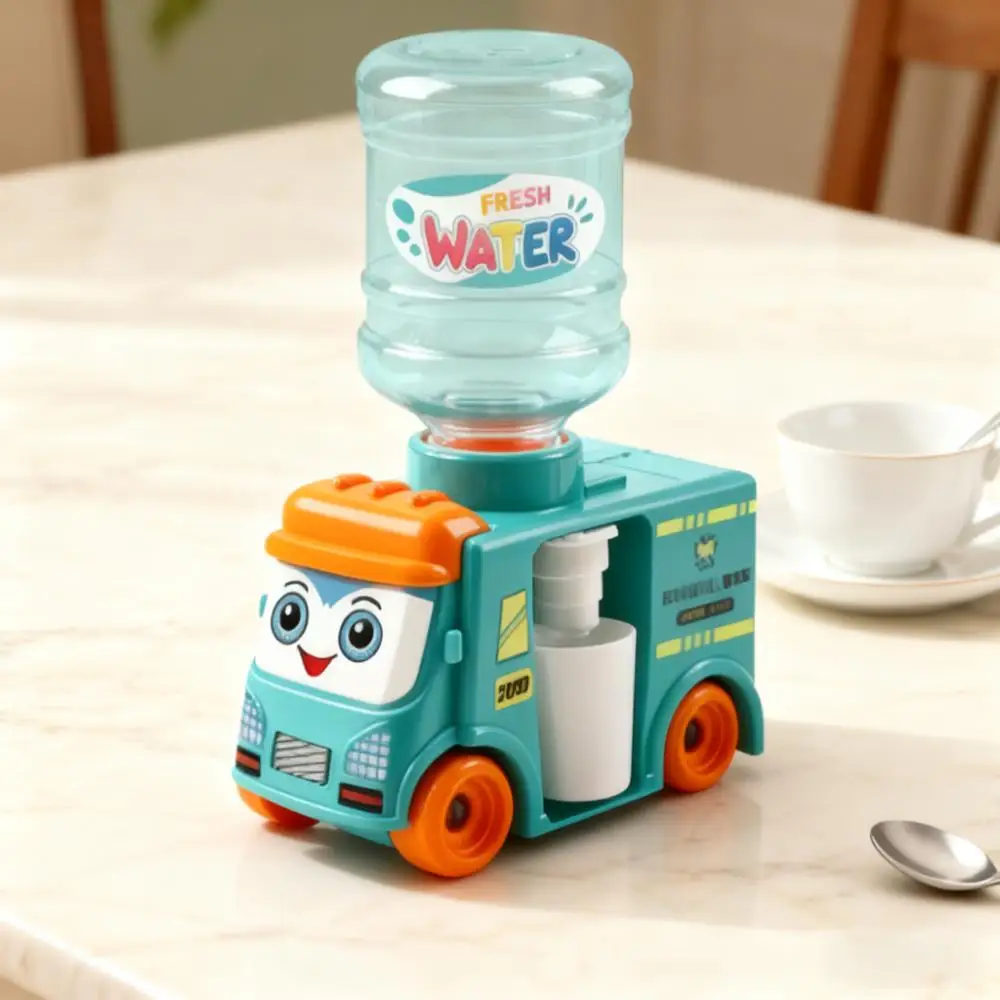 Mini Autobusek dozownik wody zabawka dla dzieci, udawanie zabawy w kuchnię, uroczy zestaw do picia z dwoma pojemnikami, zabawki do domku dla lalek.