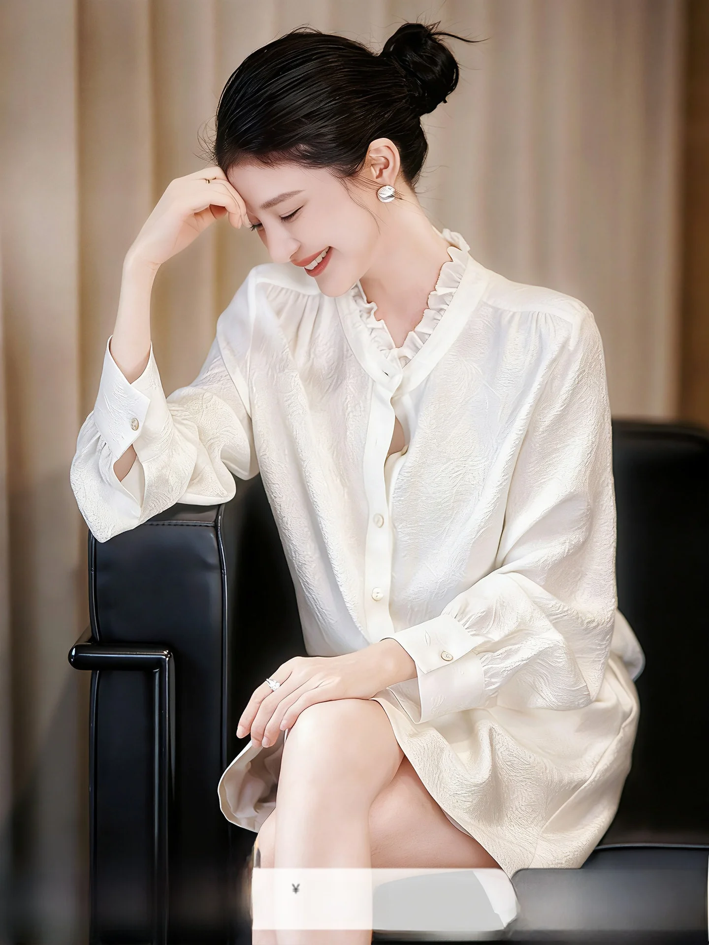 

Шелковая блузка ZhaodaXi Sicily Grls, обновленная версия, 100% шелк, с рукавами-фонариками и принтом, в повседневном стиле, простой дизайн