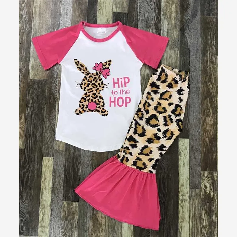 

Red rabbit Easter girl baby Sets clothes long top and pants 2 pieces of childrens clothing