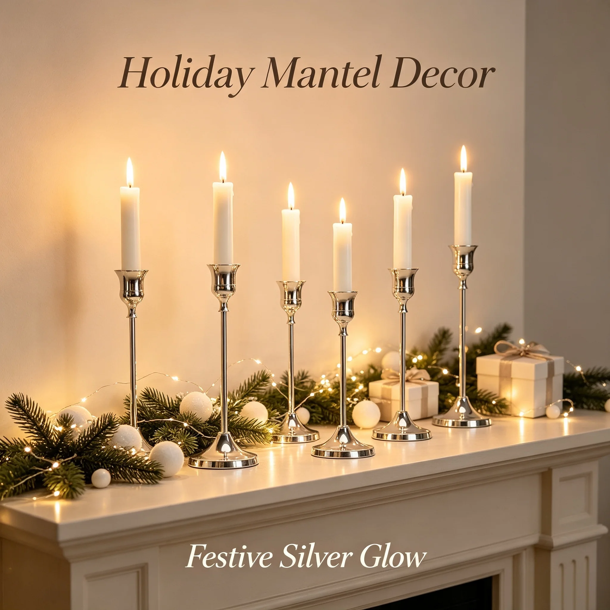 2026 New Smooth Silver Taper Candle Holders Slender Metal Candlestick Table Centerpiece for Wedding Dinner Home Atmosphere Decor