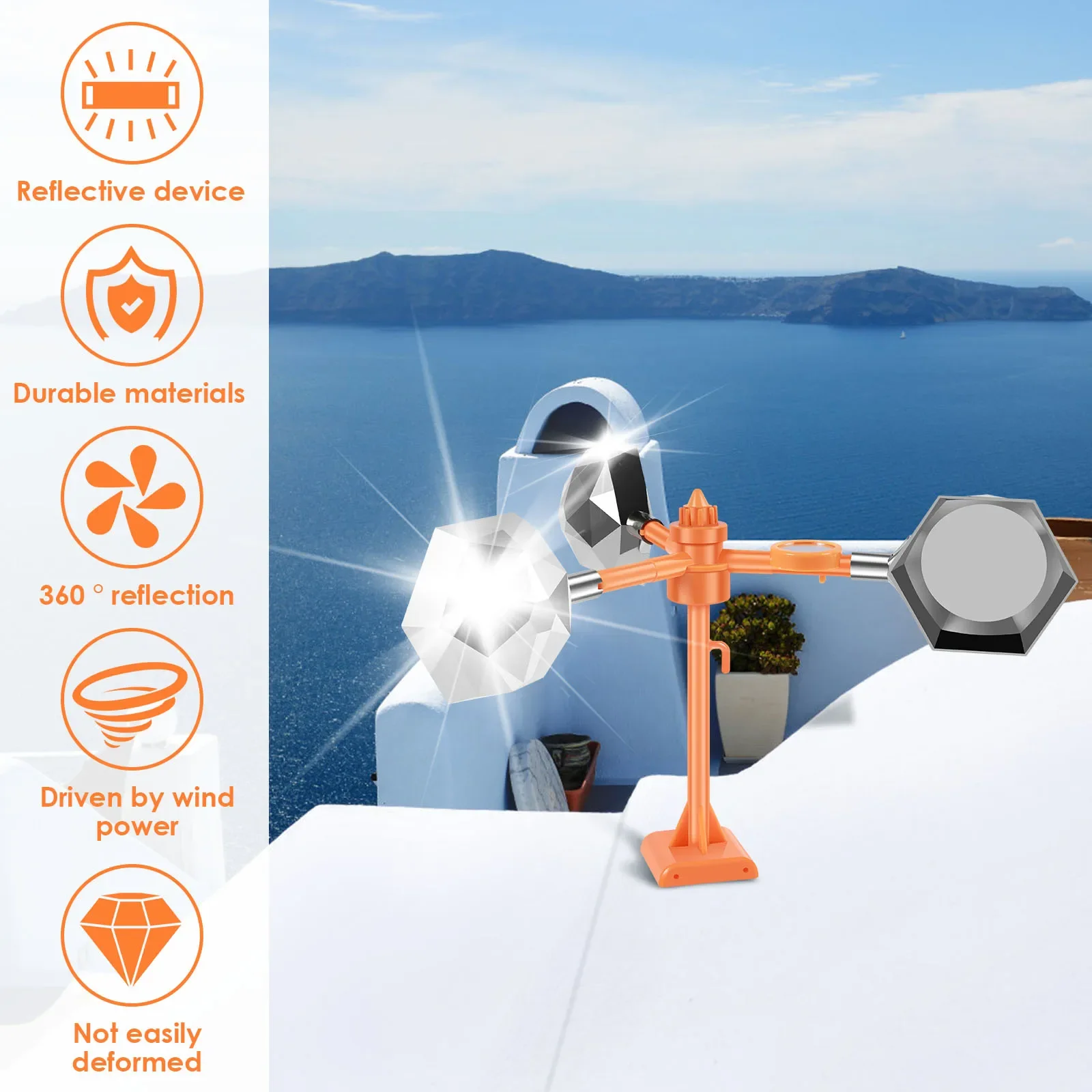 Bird Repeller Wind Powered 360 Degree Rotating Bird Repeller Mirror Reflective Design Retractable Scare Birds Gardening Supplies