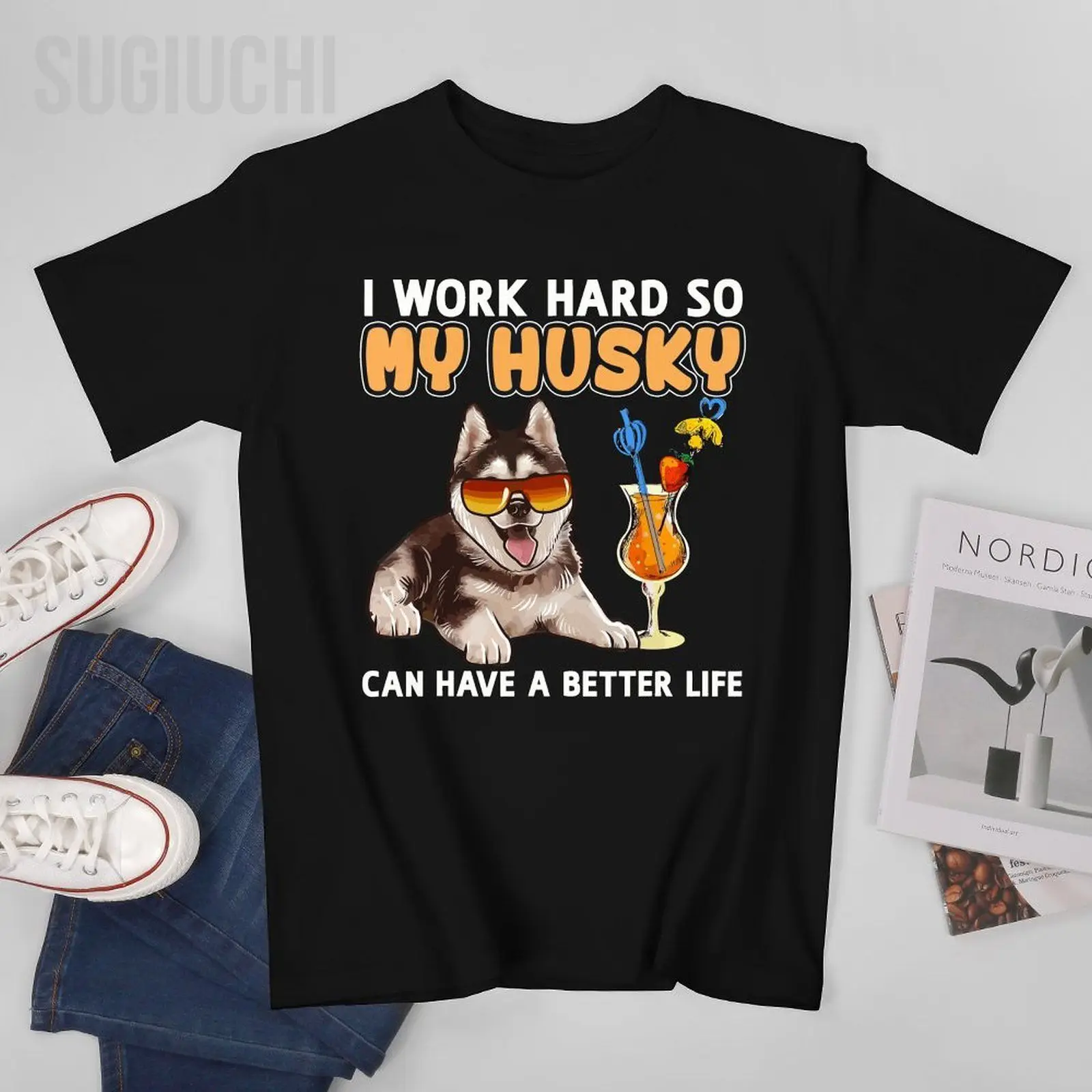 Unisex Men Siberian Husky Husky Lovers Gifts Tshirt Tees T Shirts Women Boys 100% Cotton T-Shirt