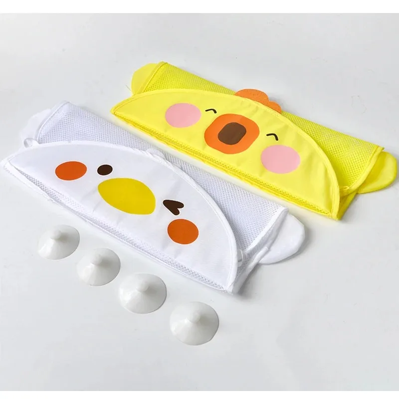 Cartoon Children's Toy Storage Mesh Bag with Suction Cup Waterproof Easy To Drain Cartoon Toy Hanging Bag for Convenient Storage