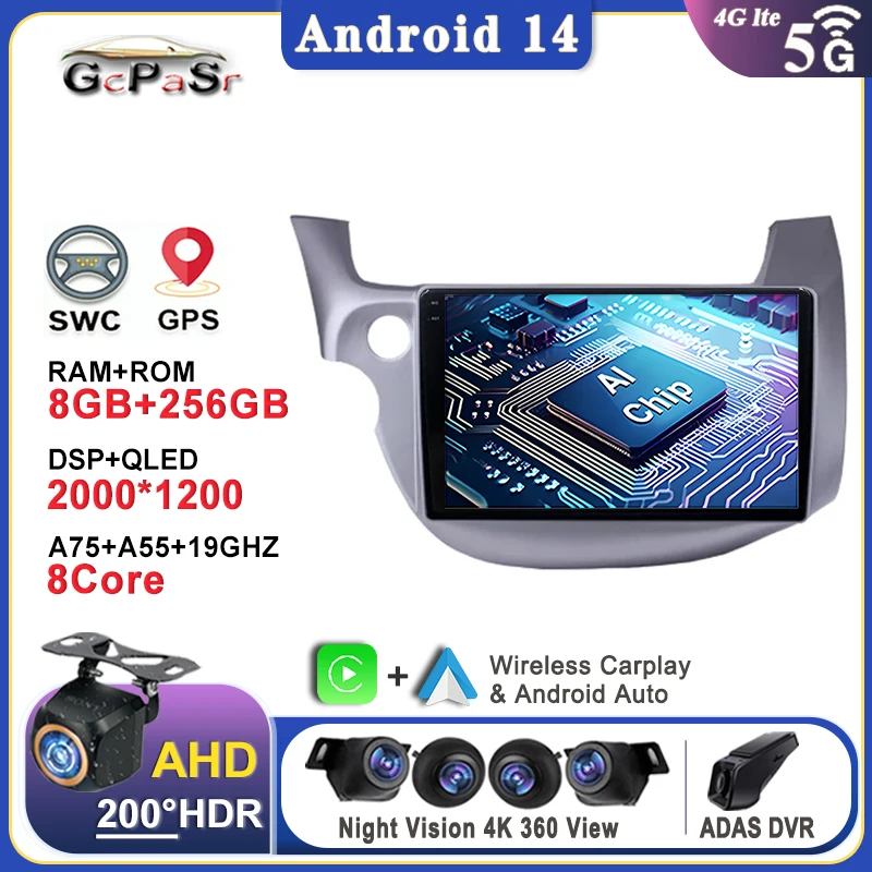 

Car Radio For Honda Jazz Fit 2007 - 2013 Multimedia Player High-performance CPU Head Unit GPS Navigation Dash Cam No 2din DVD