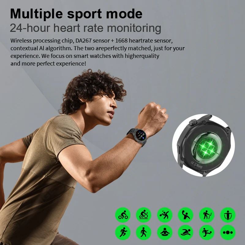 LIGE New 3D Vision Smart Watch Men 4GB Memory 1.48” HD Screen MP3 Local Music And MP4 Video Playback Men Smartwatch For Huawei