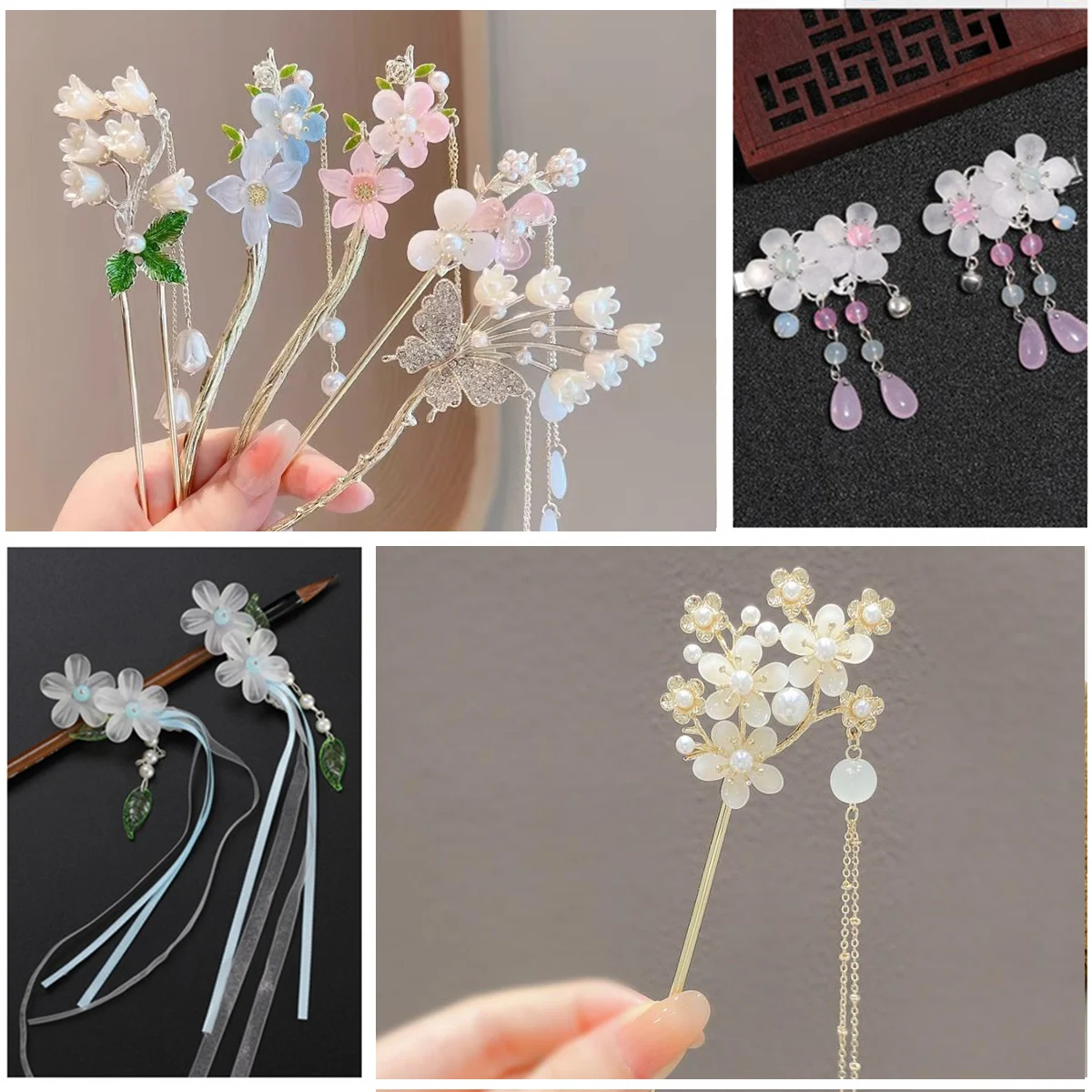 Jewelry Making Phone Chain Acrylic DIY Findings Matte flower Headwear Loose Beads Handcrafted 10Pcs for Crafted 29mm
