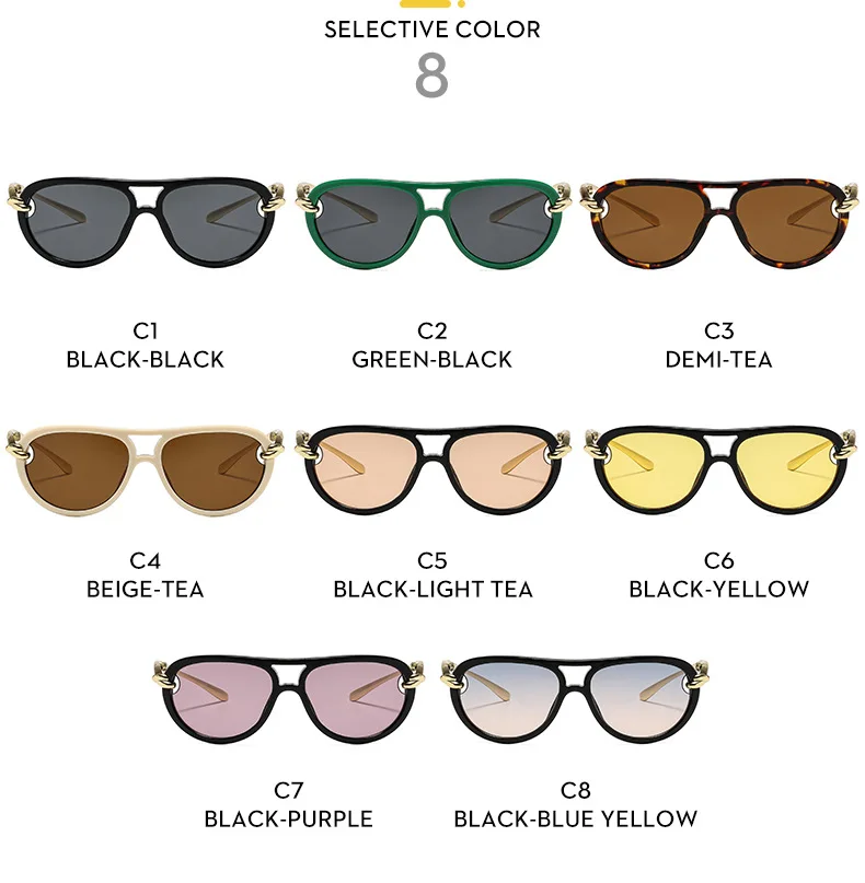 Mode Knoten Doppel Strahl Pilot Sonnenbrille Luxus Marke frauen Personalisierte Sonnenbrille Outdoor Straße Casual Einfache Sonnenbrille – Detail 12