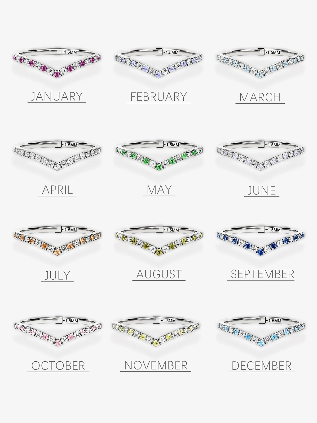 

Authentic S925 sterling silver multicolor zircon stackable rings for women, elegant jewelry set for weddings, parties, and dail