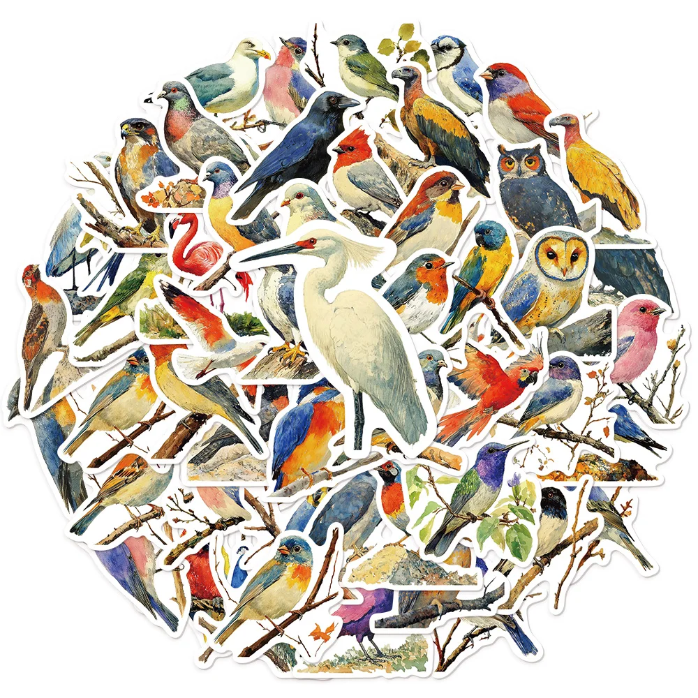 50PCS Strange Bird Graffiti Stickers in Watercolor Painting DIY Handbooks, Mobile Water Cups, Skateboarding, Motorcycle Stickers