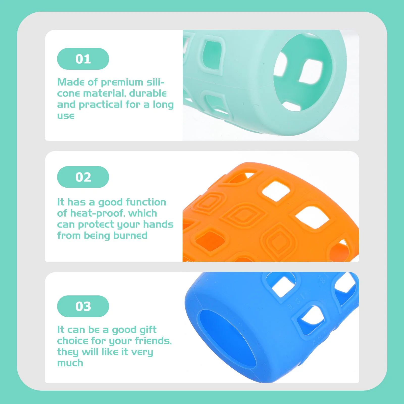 

4Pcs Silicone Bottle Protector Heat Insulation Sleeve Hollowed Design Portable Sports Bottle Cover Lightweight Cup Accessory