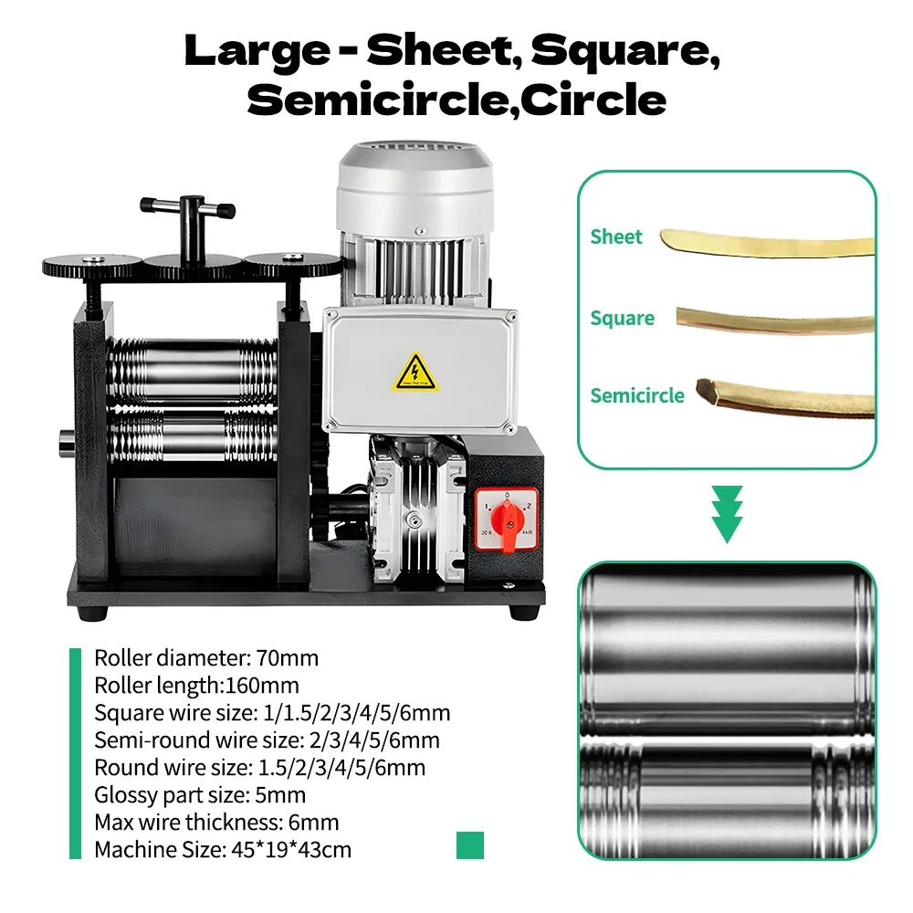 

160mm 750W 1HP Jewelry Making Machine Gold Silver Wire Tablet Press Electric Rolling Mills Jewelry Rolling Mill Machine